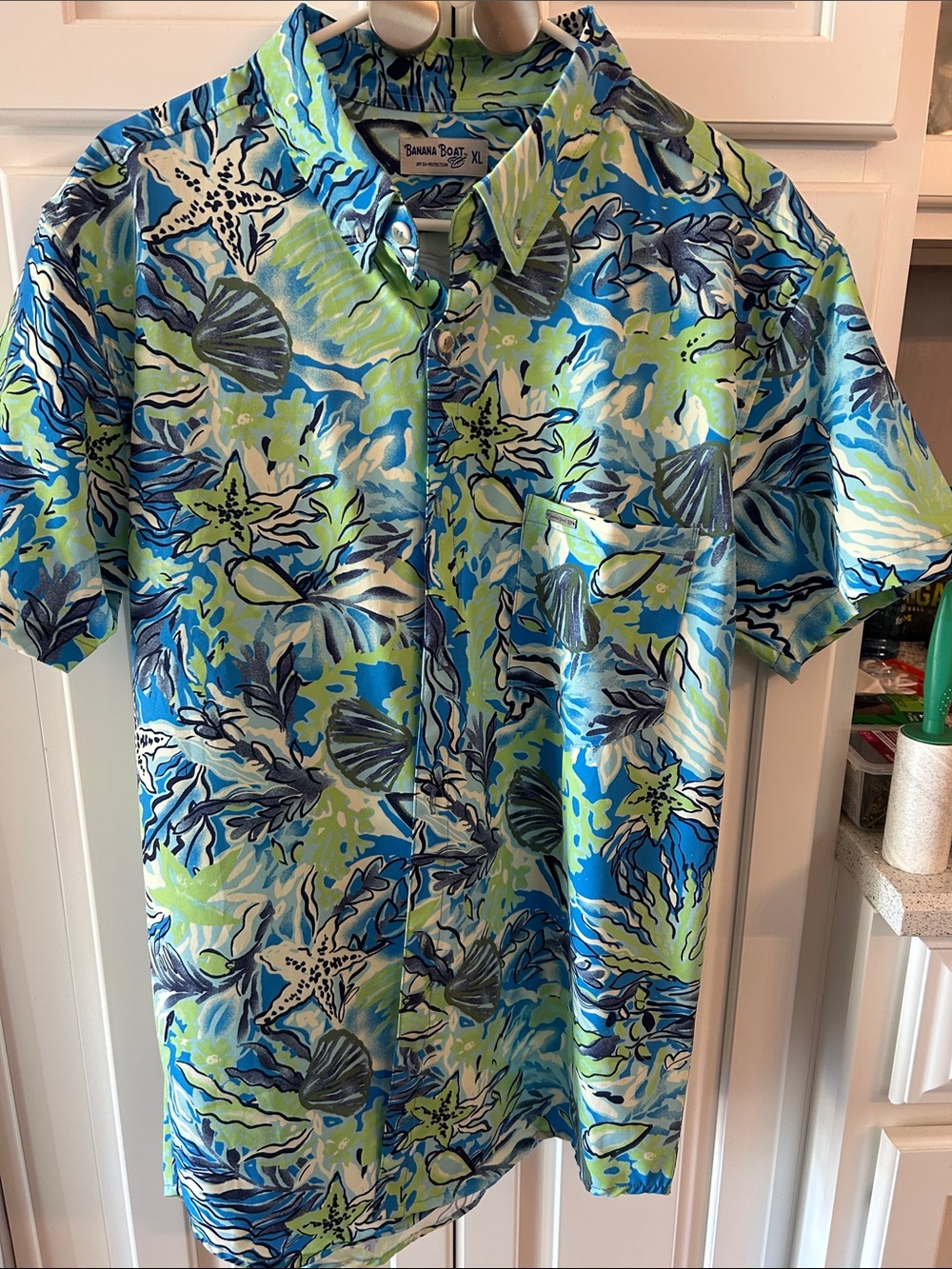 Banana Boat Blue & Green Sea Life Print Short-Sleeve Shirt